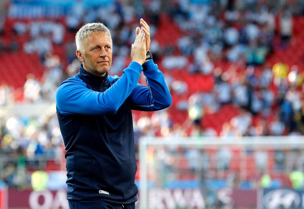 Fotografía de archivo en la que se registró al seleccionador del equipo nacional masculino de fútbol de Jamaica, el islandés Heimir Hallgrimsson, en Moscú (Rusia). EFE/Felipe Trueba